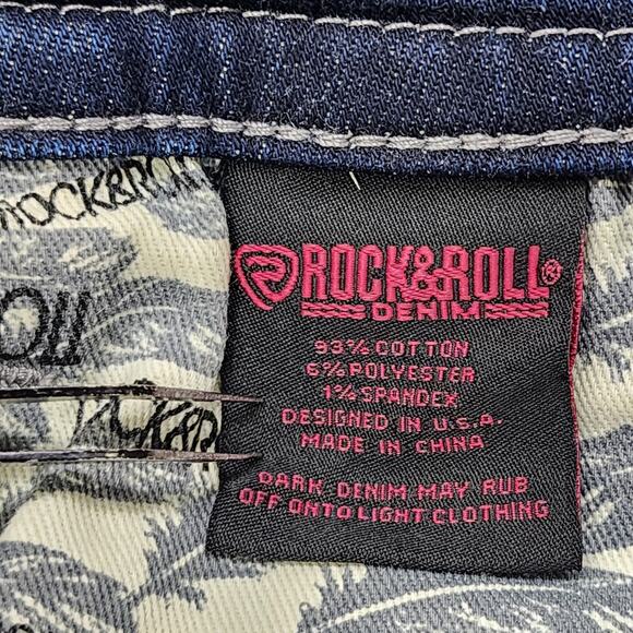 Rock & Roll Denim Jeans Womens W33 L 36 Blue High Rise Trouser Stretch Western - Picture 7 of 14